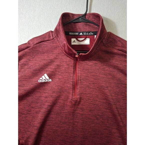Adidas 1/4 Zip Pullover Men's 2XL Heathered Burgundy Black Undertones Athletic - Picture 2 of 7